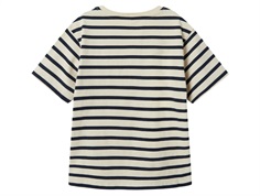 Råhvid t-shirt med mørkeblå striber fra name It Kids 13240705 white swan bagfra